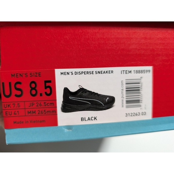Puma Disperse Shoes Mens Size 8.5 Black Mesh SoftFoam Running Sneakers 312263 03 - Picture 9 of 10